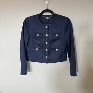 J.Crew Louisa cotton cropped navy blue blazer jacket women’s size 0